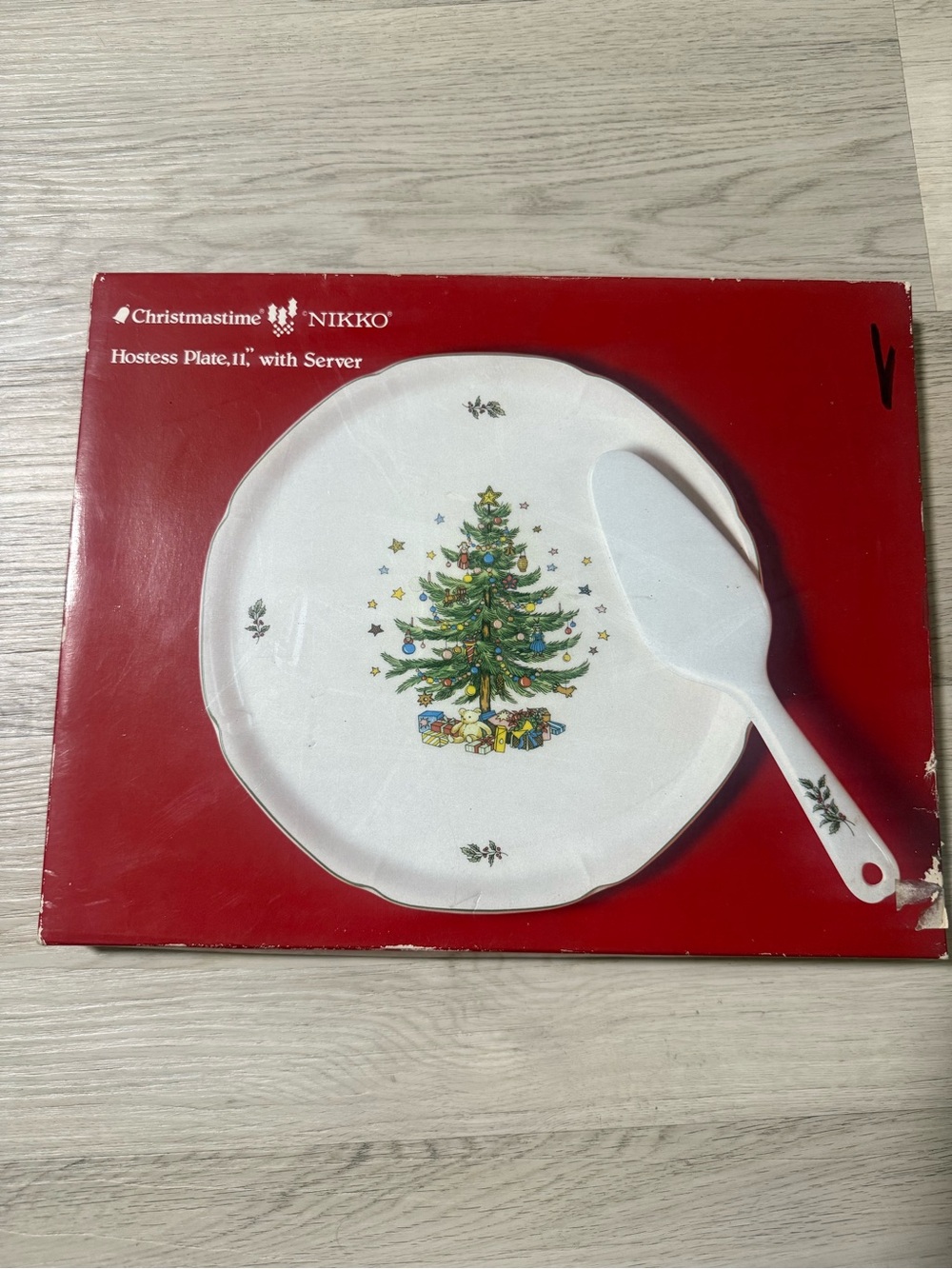 Nikko Happy Holidays Cake Plate with Server Cookies Desserts 11"  Christmas